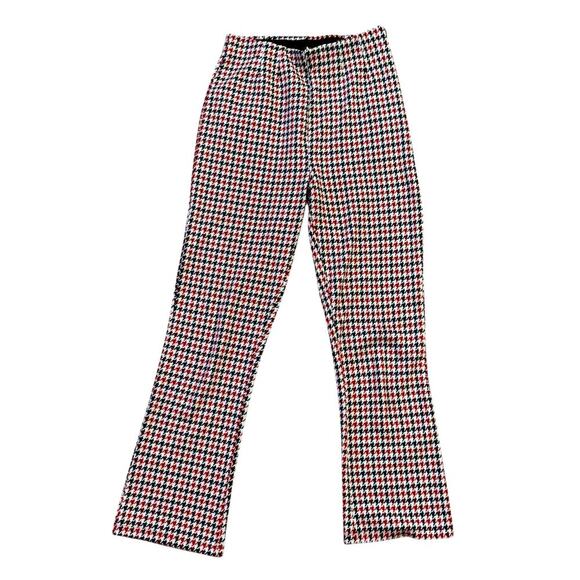 Free People Rudy Houndstooth Flared Cropped Stretch Trousers Women’s 4 Preppy - Picture 3 of 12